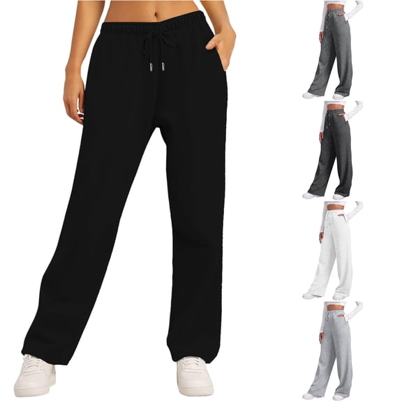 Hauaitttt Women’s Lined Sweatpants Wide Straight Leg Pants Bottom Sweatpants Joggers Pants Workout High Waisted Yoga Pants with Pockets Women Casual Dress Pants for Work Business Casual Pants Women