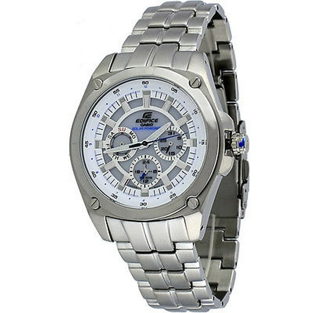 Casio Casio Ef330sb 7av Men S Edifice Solar Powered Multi Function White Dial Watch Walmart Com Walmart Com