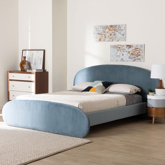 Baxton Studio Ekram Modern Platform Bed, Queen, Light Blue