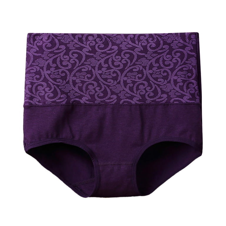 Akiihool Womens Underwear Seamless Women's Cotton Stretch Underwear Comfy  Mid Waisted Briefs Ladies Breathable Panties (Purple,L) 