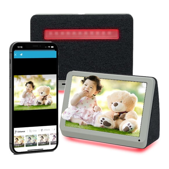 PhotoShare MyLuma LED 7” WiFi Digital Photo Frame with LEDs and Soft Touch Back Panel | Send Photo or Video from Phone to Digital Picture Frame