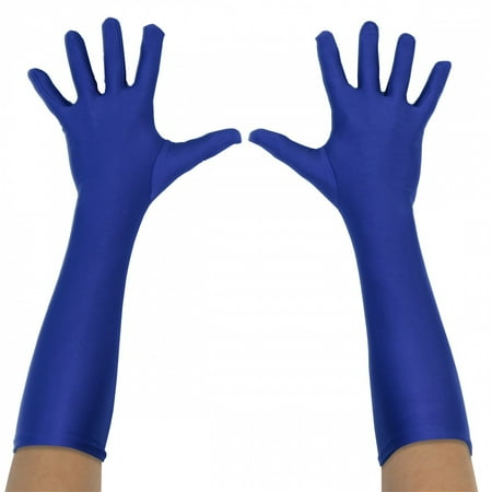 Superhero Gloves Adult Costume Accessory Blue Long - One Size