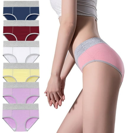 ATOYSOY Women s Clearance Solid Lace Panty Teens Comfy Mid Waist Underpants Shapewear Control Briefs Stretchy Multipack Classic Briefs Hip Lifting Cotton Panties  6 Pack Pink XXL