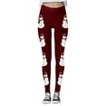 thumbnail image 4 of MKLEKYY Leggings con estampado navideño de muñeco de nieve para mujer, pantalones de yoga elásticos y atléticos para fitness y uso festivo., 4 of 4