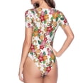 thumbnail image 4 of Naloa Pineapple Flower Women's Short-Sleeved Onesie, One-Piece Swimsuit for Parties, dates, clubs - Small, 4 of 9