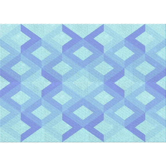 Ahgly Company Indoor Rectangle Patterned Blue Lagoon Blue Area Rugs, 5' x 7'