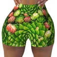 thumbnail image 2 of Gukieu Cactus And Succulents Print Women's Sports Shorts, Elastic Waist High Stretch Running Yoga Gym Sweatpants-Large, 2 of 8