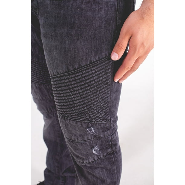 Mens Skinny Destroyed Biker Slim Fit Straight Fashion Stretch