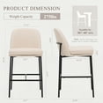 thumbnail image 5 of Bar Stools - Modern Fabric Upholstered with Back, Armless Design, Metal Legs for Kitchen Island and Dining Room Bar, 25 Inch, Set of 2,Beige, 5 of 13