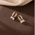 thumbnail image 4 of Sterling Silver Love Bow Hoop Earrings for Women Teens CZ Bow Hoop Earrings Huggie, 4 of 6