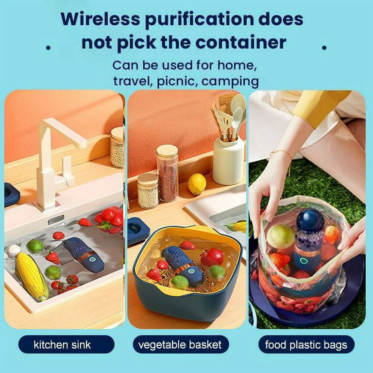 Wireless Fruit Vegetable Cleaning Machine, USB Portable Capsule Shape Food  Purifier, Household Mini Cleaner Device for Meat, Rice, Fruit and Vegetable,  Kitchen Tools 