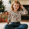 thumbnail image 5 of DISNIMO Christmas Tree Snowman Printed Girls Crop Tops Long Sleeve T Shirts Kids Crewneck Pullover Sweatshirt Fashion Casual Cropped Tops for Teens Youth, 5 of 7