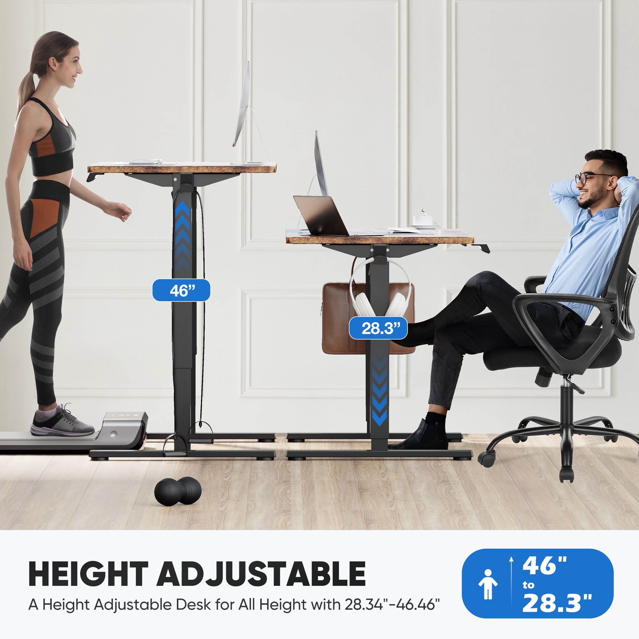 edx Electric Standing Desk, Height Adjustable Desk, 48 x 24 Inches Ergonomic Stand up Desk