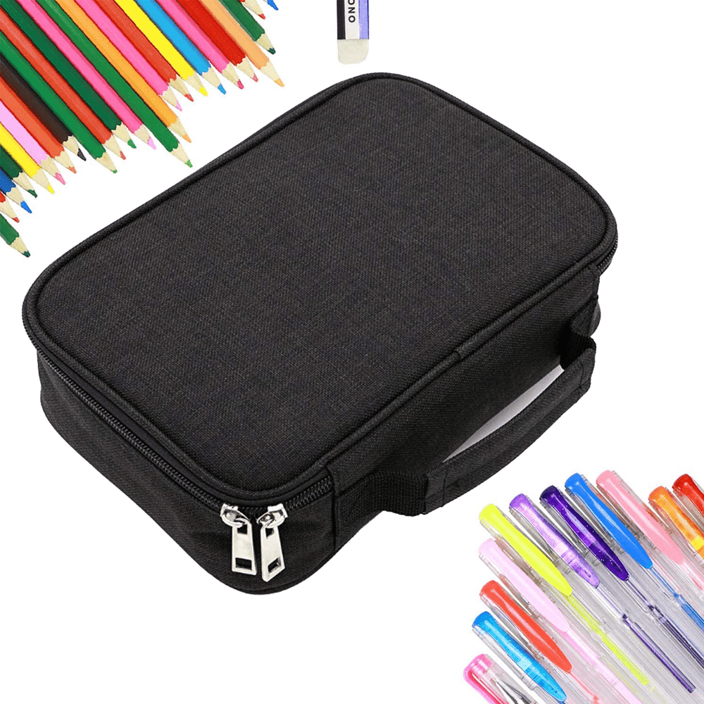 Gloppie Pencil Bag Pencil Pouch Pen Case Simple Pencil Case Black Pencil  Storage Bag Pen Holder Marker Organizer Fabric Zipper Pen Pouch Office
