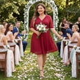 thumbnail image 3 of Agnes Orinda Women's Plus Size Formal Dress Cocktail Party Wedding V Neck Lace Swing Midi Dresses 4X Red, 3 of 8