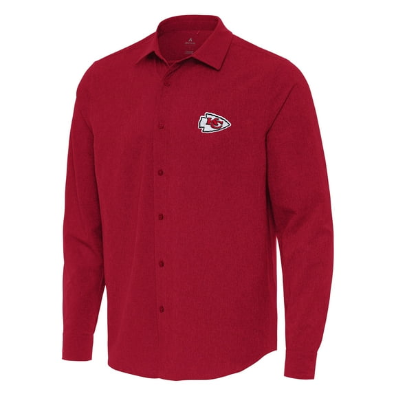 Men's Antigua Red Kansas City Chiefs Exposure Woven Long Sleeve Button-Up Shirt