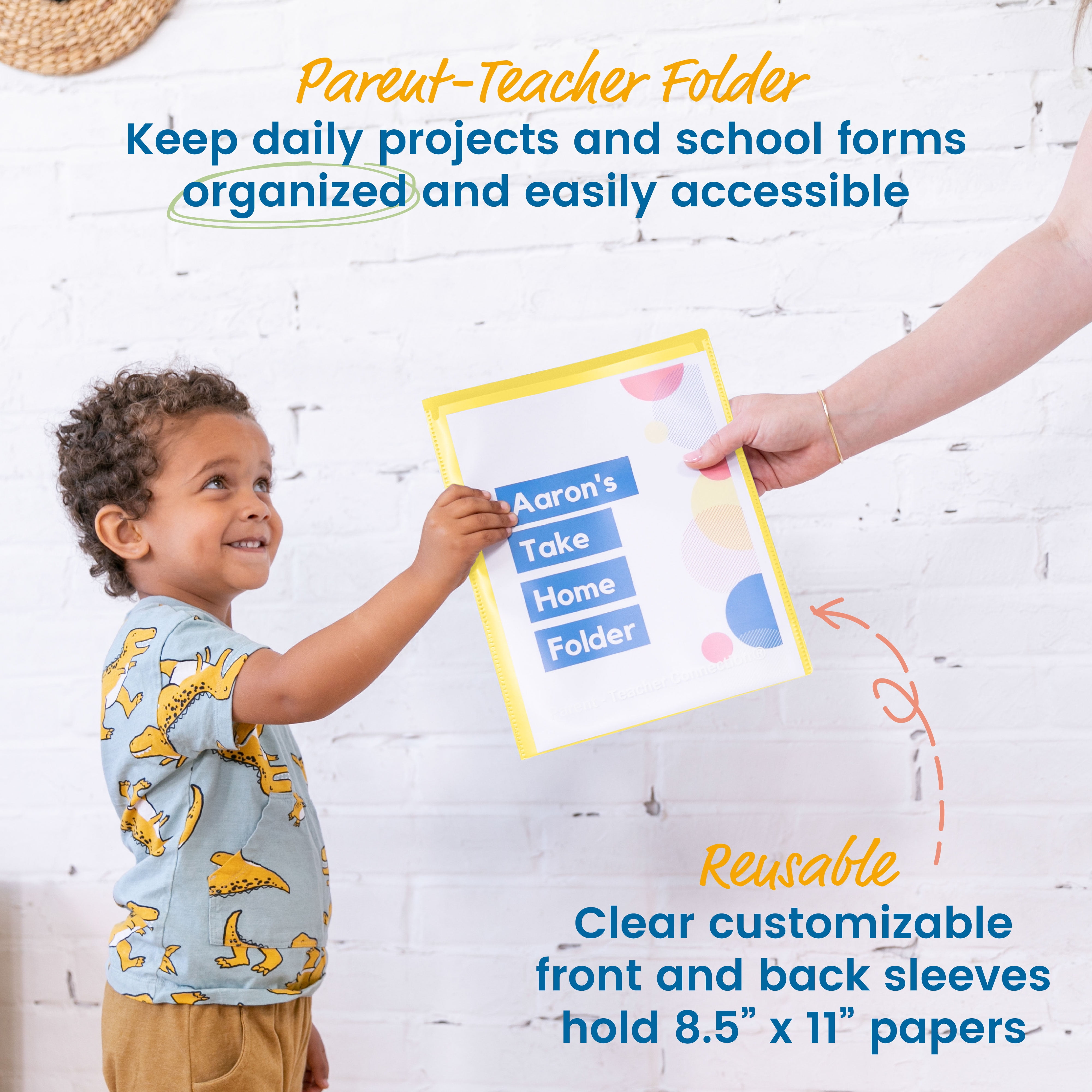 ECR4Kids 2-Pocket Parent-Teacher Classroom Communication Folder, Supplies, Yellow, 36-Piece