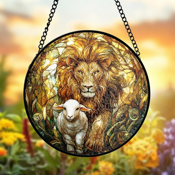 Lion of Judah Stained Glass Suncatcher, Christian Window Hanging, Religious Decor, Biblical Art, Spiritual Gift, Faith Home Decor 1865614822