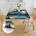 thumbnail image 2 of WYYP Mountain Lake Boat Square Tablecloth Waterproof 100% Polyester Fiber 46*46, 2 of 8