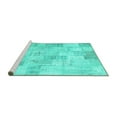 thumbnail image 2 of Ahgly Company Machine Washable Indoor Rectangle Patchwork Turquoise Blue Transitional Area Rugs, 4' x 6', 2 of 4