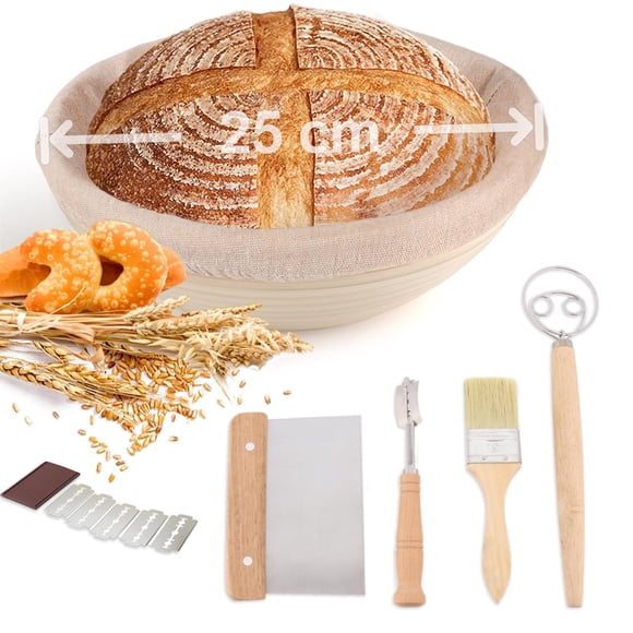 Juego de Cesta para El Pan, Fermentador de Pa, Herramientas para La Fermentación Del Pan, Cestas Redondas de Prueba, Cesto Redondo para Masa, Banetones para Pan, Cestas Redondas para Prueba