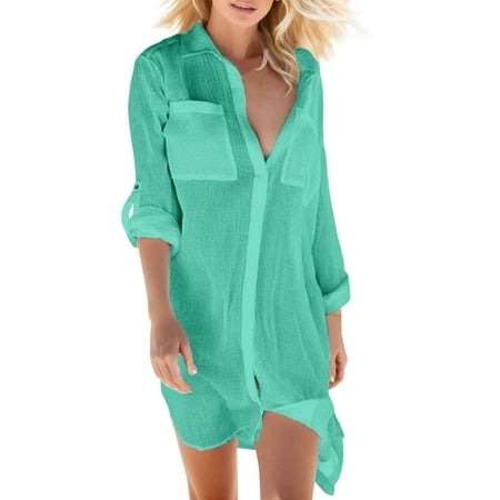Cardigan Beach Blouse Sleeve Long Up Wear Chiffon Cover Women Loose Top Swimwears Tankinis Set Leopard Swimsuit Women plus Size Bikini with Shorts Set Swimsuits for Women with Shorts Bottoms Sunflower