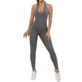 thumbnail image 2 of ERkkoi Shapewear Bodysuits For Women Crisscross Backless Yoga Workout Sport Activewear Body Suits For Womens Grey M, 2 of 8