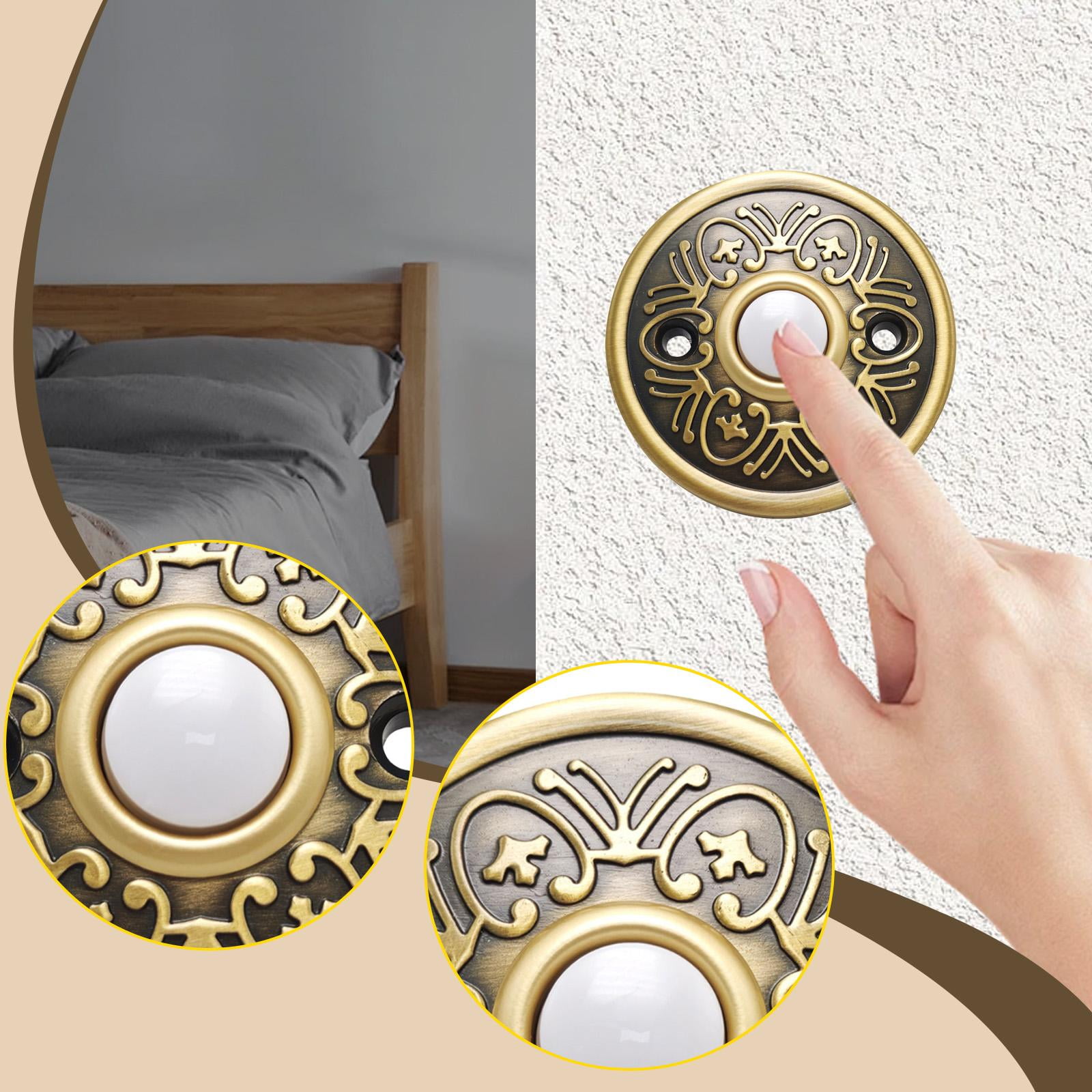 Doorbell Button Wired Doorbell Push Button Brass Heavy Duty Door Ringing Button Sleek Metal Construction for Home Office