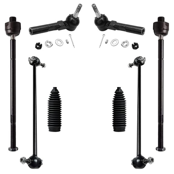 Detroit Axle - FWD Front Sway Bars Tie Rods for 2005-2009 Chevy Uplander Pontiac Montana, 2005-2007 Buick Terraza Saturn Relay, 4 Tie Rods 2 Boots 2 Sway Bars Replacement