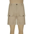thumbnail image 3 of Maean Cotton Linen Shorts for Mens High Waist Loose Cargo Shorts with Pockets Summer Beach Shorts, 3 of 6