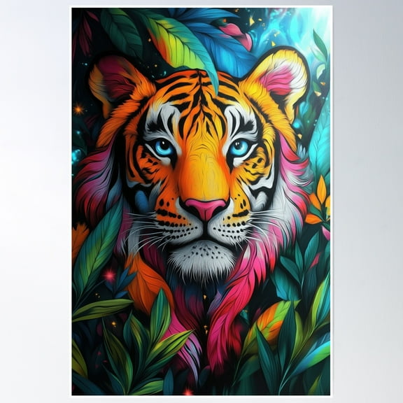 A Psychedelic Tiger Poster Wall Art, Modern Wall Decor, 8x12 UNFRAMED