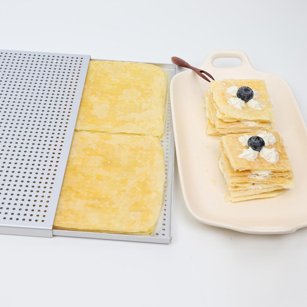 hejhncii Set Of 2 Aluminum Oven Baking Sheet Puff Pastry Tray Nonstick Perforated Dish for Meat and Dessert Mille Feuille Pans