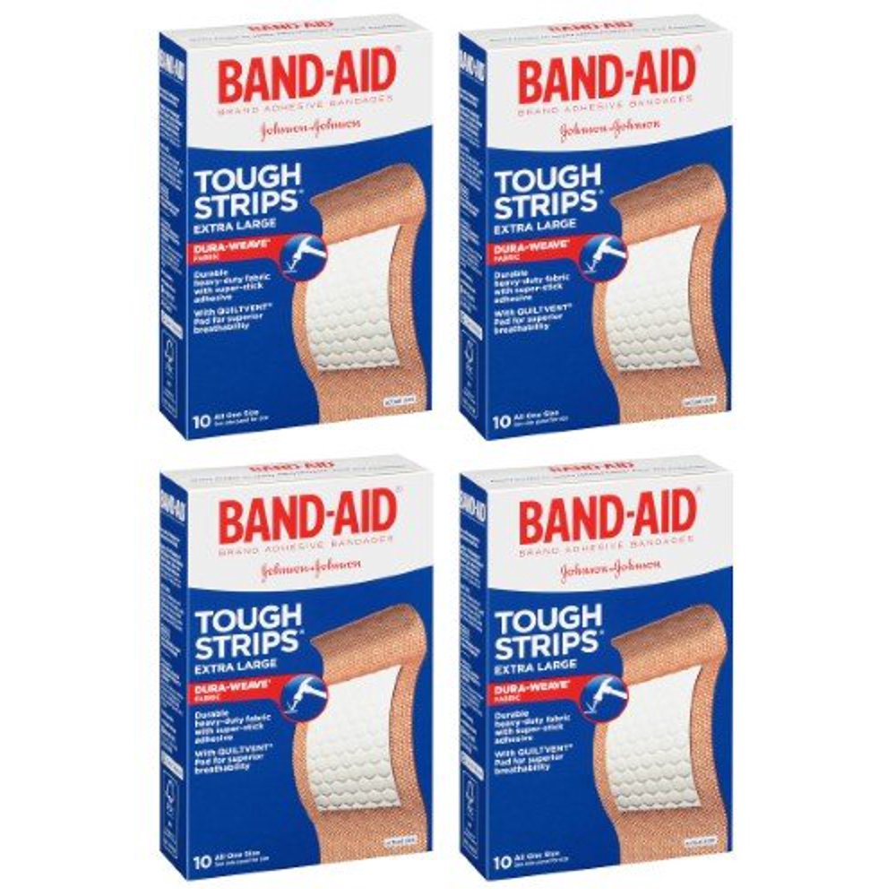 4 Pack BANDAID Bandages ToughStrips Extra Large All One Size 10
