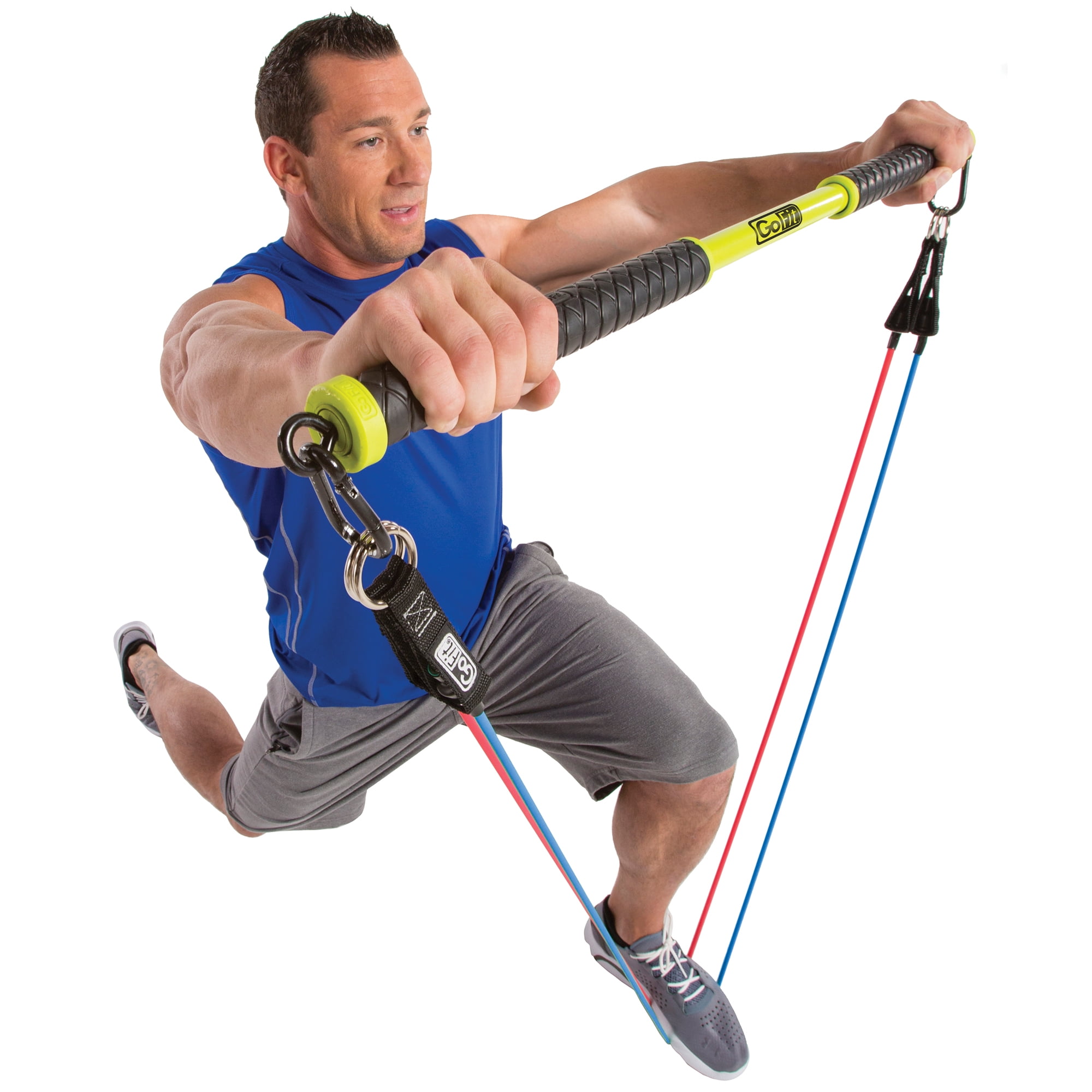 GoFit Resist-a-Bar Kit with 3 Power Tubes, Handles, Door Anchors, 37-Inch Total Body Workout