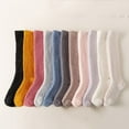 thumbnail image 5 of CUZIBR Fluffy Socks Thermal Fuzzy Solid Over The Knee Socks Leggings Thigh High Colorful Athletic Leisure Thick Lined Stocking Casual Breathable Socks,Sky Blue,One Size, 5 of 7