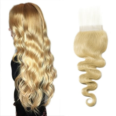 S-noilite Hair Straight Curly 613 Blonde Hair Bundles With Lace Closure Free Part Honey Blonde Brazilian Virgin Hair Weave 7A Blonde Human Hair-12