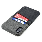 Dockem iPhone XS Max Luxe M2 Wallet Case; Built-in Metal Plate, 2 Card Holder Slots, Black/Grey