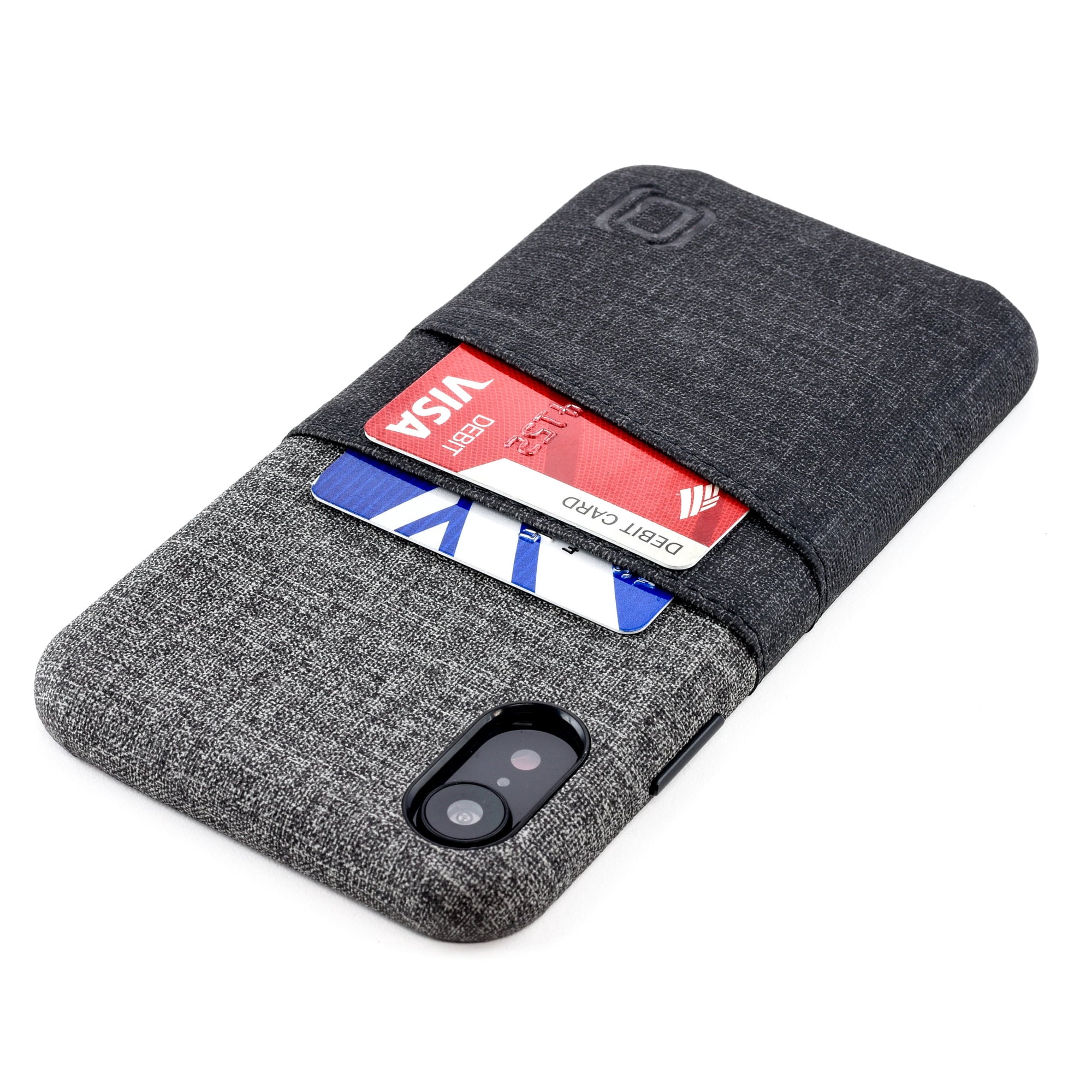 Dockem iPhone XS Max Luxe M2 Wallet Case; Built-in Metal Plate, 2 Card Holder Slots, Black/Grey