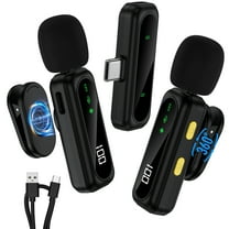 2Pack Wireless Podcast Microphone for Android,iPhone,HopePow LED Power Type C Mini Magnetic Wireless Lavalier Microphone for Video Recording,TikTok,Live Stream,Interview (for iPhone 15 and Above)