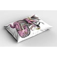 thumbnail image 2 of Ambesonne Dragon Pillow Sham 2 Pack, Digital Robotic Cyborg, 36"x20", Yellow Fuchsia Grey, 2 of 3