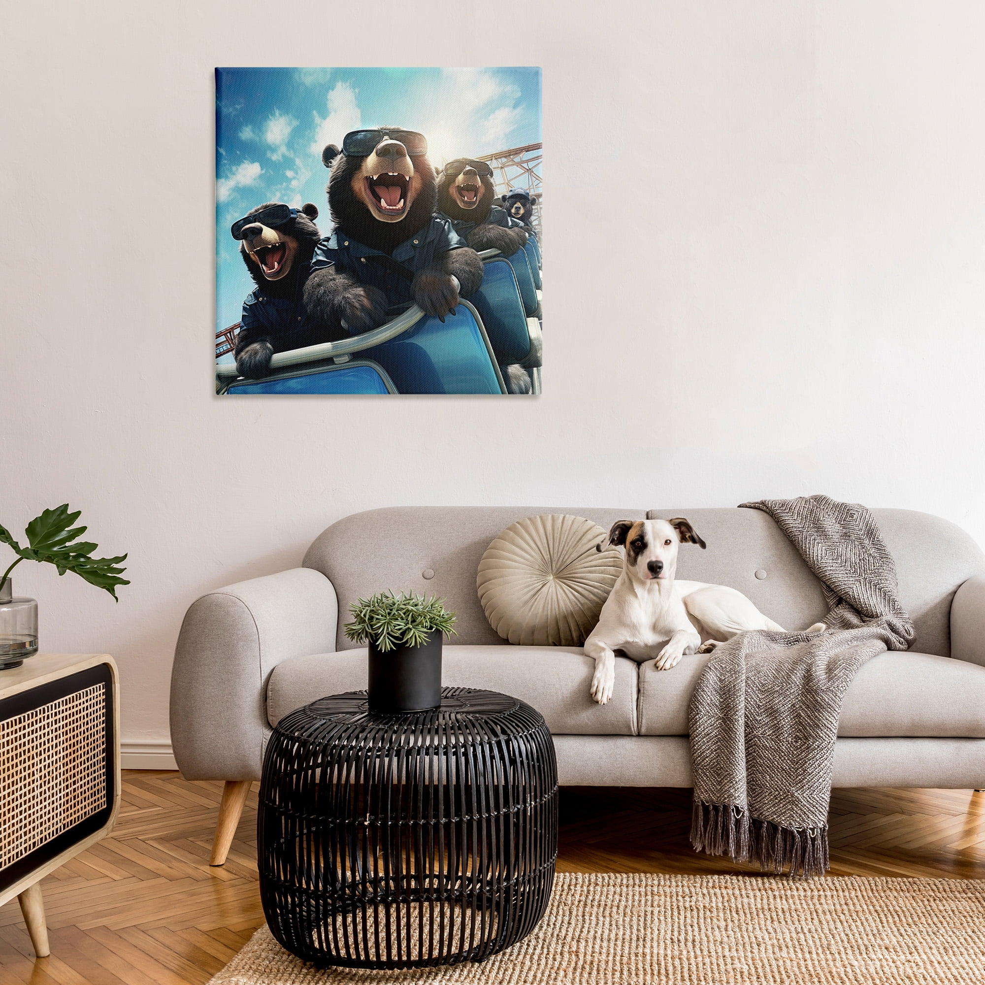 Stupell Industries Bears on Rollercoaster Animals & Insects Painting Gallery Wrapped Canvas Art Print Wall Art, 36 x 36