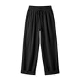 thumbnail image 4 of Sahpxhe Cotton Linen Pants Women Loose Wide Leg Comfy Palazzo Pants Breathable Casual Long Trousers Black XL, 4 of 8