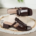 thumbnail image 5 of Viluyesy Womens Heeled Slides, Square Toe Block Heels Faux Leather Slip-On Fashion Dress Sandals Brown US7.5, 5 of 9