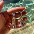 thumbnail image 3 of Gemma Azzurro Sterling Silver Simulated Yellow Stone Chandelier Earrings, 3 of 4