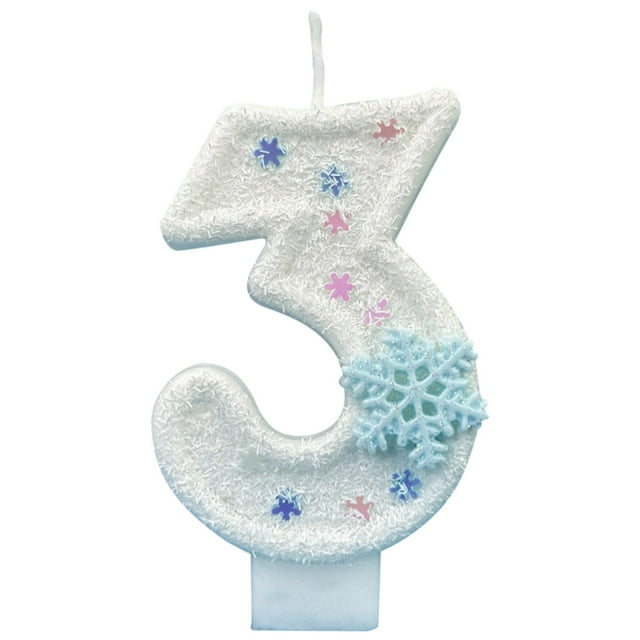 Leodye 1PCS 0-9 Snowflake Digital Candles - Paper Cake Decorations for Kids’ themed Birthdays -2.75x1.57in