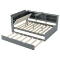 thumbnail image 6 of [Luckynote]Wood Full Size platform bed with Trundle, Shelves and Storage Headboard, Gray, 6 of 11