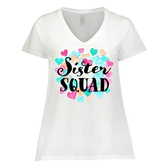 Inktastic Sister Squad hearts Women's Plus Size V-Neck T-Shirt