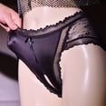 thumbnail image 2 of Women Briefs Lace Underwear Crothless Panties Lingerie Satin Sheer, 2 of 15