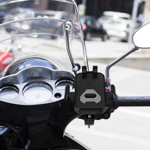 FOMIYES Black Motorcycle Phone Holder with Shockproof Design and 360° Rotation for Secure Mobile Device Mounting