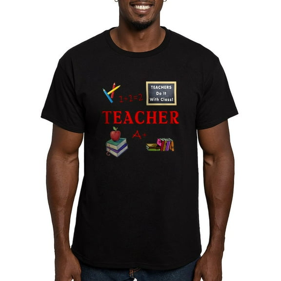 CafePress - Teachers Do It With Class Men's Fitted T Shirt (Da - Men's Fitted T-Shirt